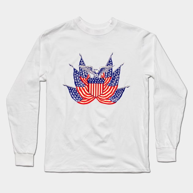 American Flags and Eagle Long Sleeve T-Shirt by MasterpieceCafe